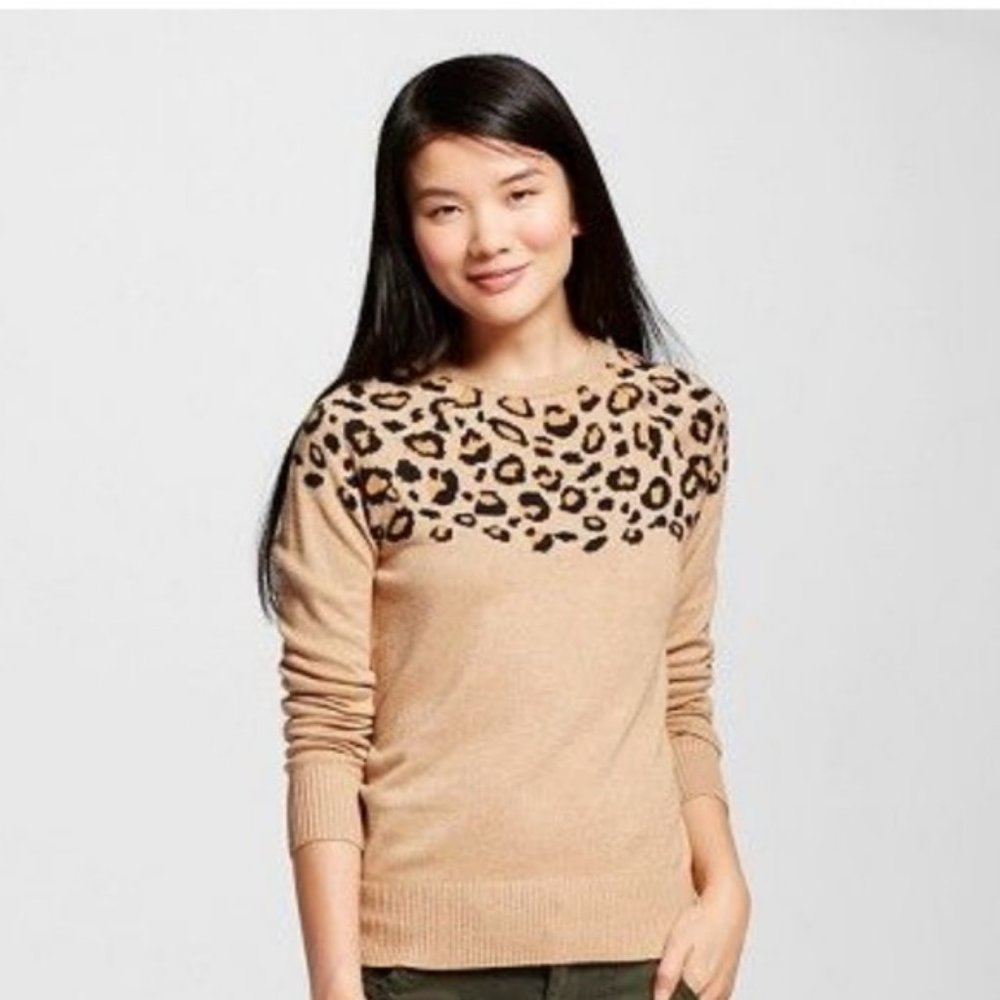 Merona Leopard Print Pullover Sweater